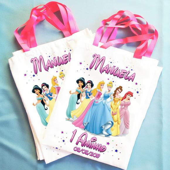 Bolsinha Ecobag Sacolinha Personalizada Princesas