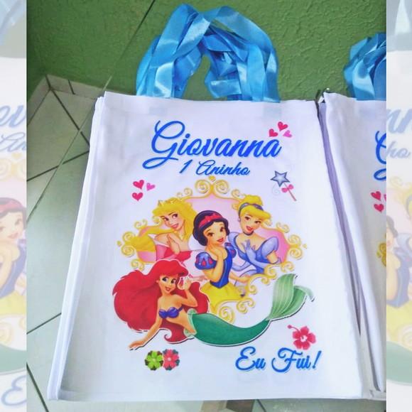 Bolsinha Ecobag Sacolinha Personalizada Princesas