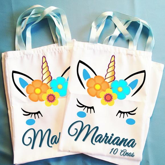 Bolsinha Ecobag Sacolinha Personalizada Unicórnio Meninos