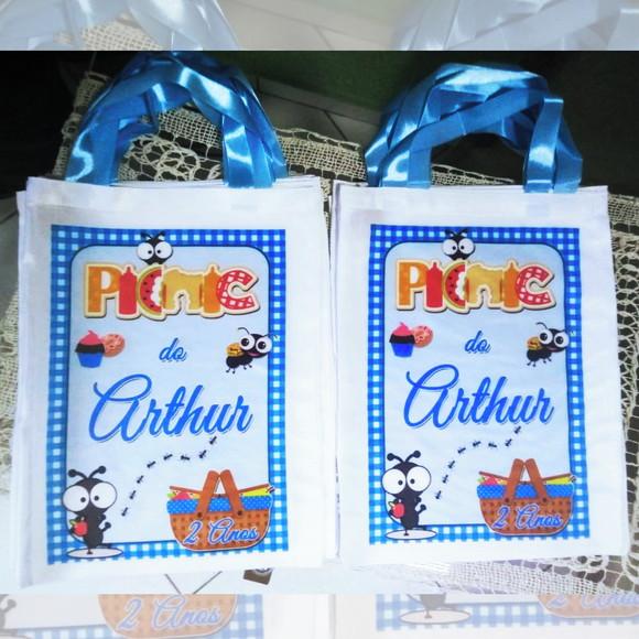 Bolsinha Ecobag Sacolinhas Personalizada Picnic Piquenique