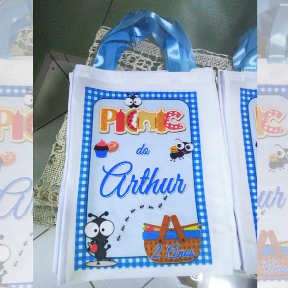 Bolsinha Ecobag Sacolinhas Personalizada Picnic Piquenique