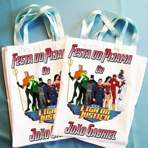 Bolsinha Personalizada Festa do Pijama Liga da Justiça