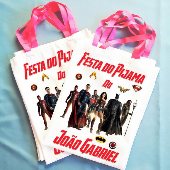 Bolsinha Personalizada Festa do Pijama Liga da Justiça