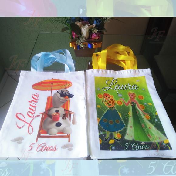 Bolsinha Sacolinha Ecobag Personalizada Frozen