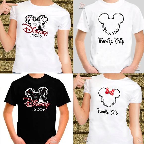 Camisa Viagem Família Disney | 100% Algodão | 14 Unidades
