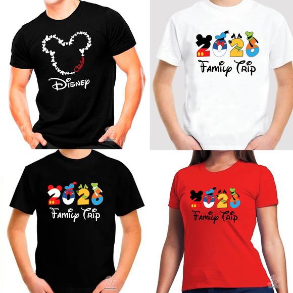 Camisa Viagem Família Disney | 100% Algodão | 20 Unidades