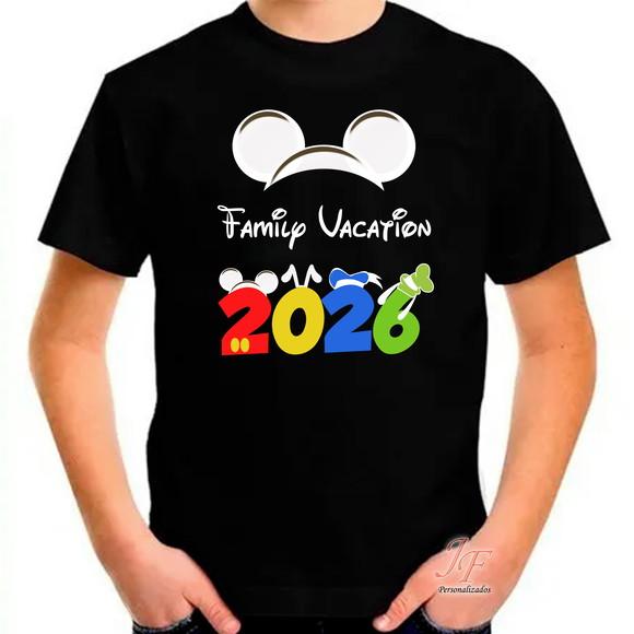 Camisa Viagem Família Disney | 100% Algodão | 20 Unidades