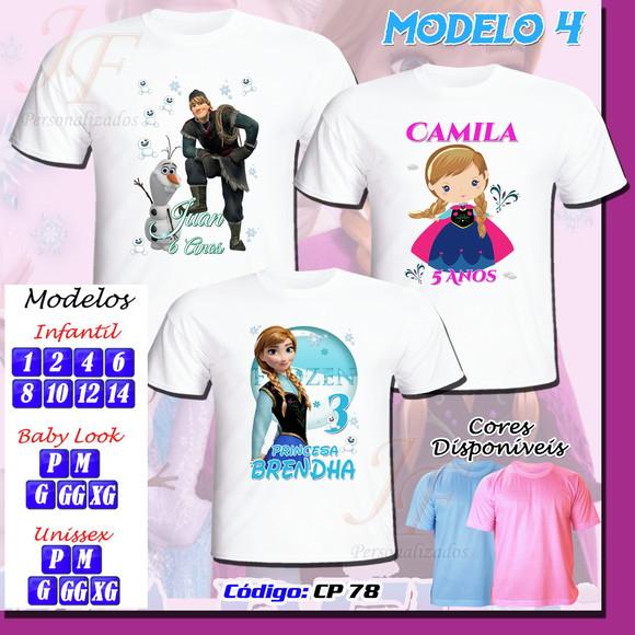 Camiseta Adulto ou Infantil Frozen Personalizada
