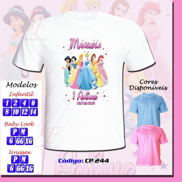 Camiseta Adulto Infantil Personalizada Princesas