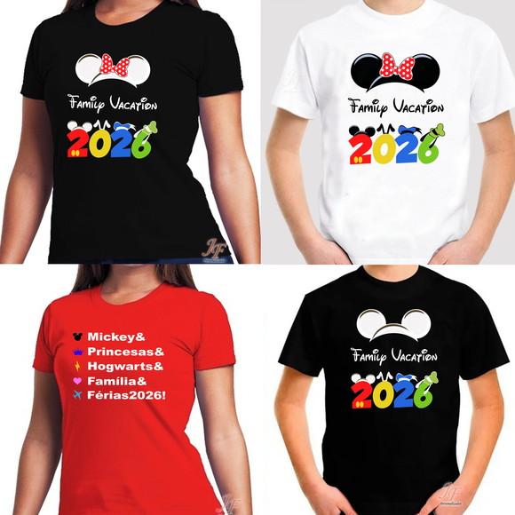 Camiseta Viagem em Família | 11 Unidades | 100% Algodão
