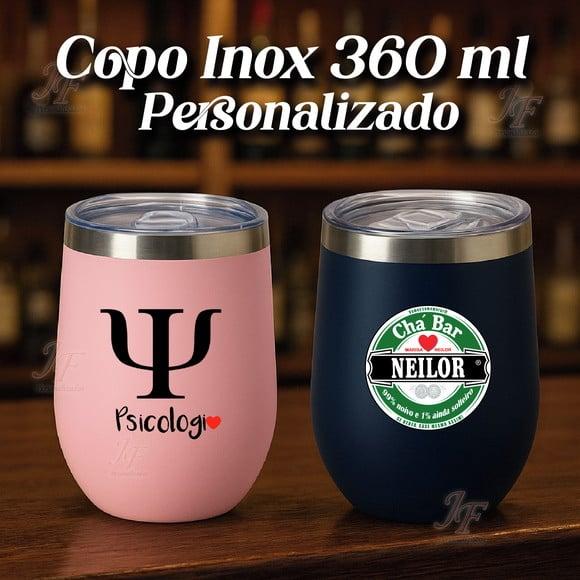 Copo Térmico Personalizado Inox Tipo Cuia com Tampa 360ml