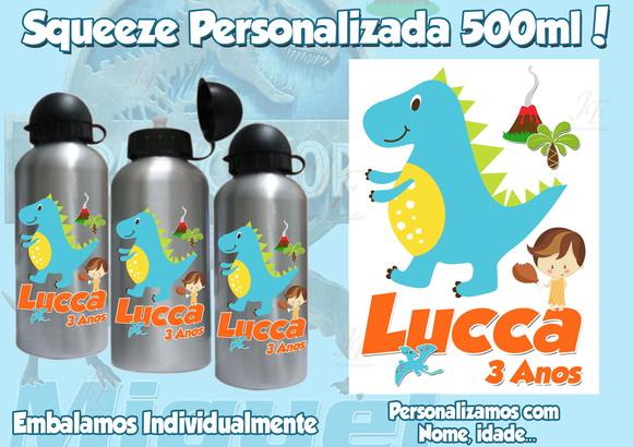 Garrafinha Aqueeze Alumínio 500 ml Personalizada Dinossauro