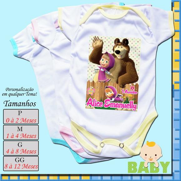 Kit com 12 Body Bebê Infantil Personalizado_Mêsversário