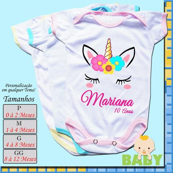 Kit com 12 Body Bebê Infantil Personalizado_Mêsversário