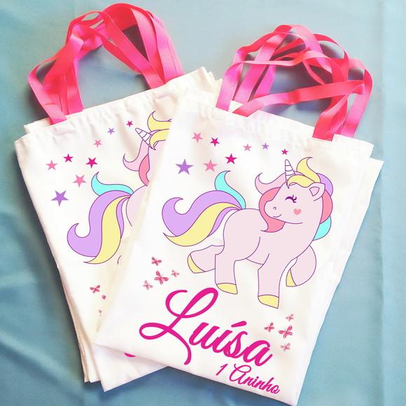 Kit com 60 Bolsinhas Sacolinhas Personalizada Unicórnio