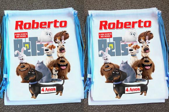 Mochilinha Ecobag Personalizada Filme Pets