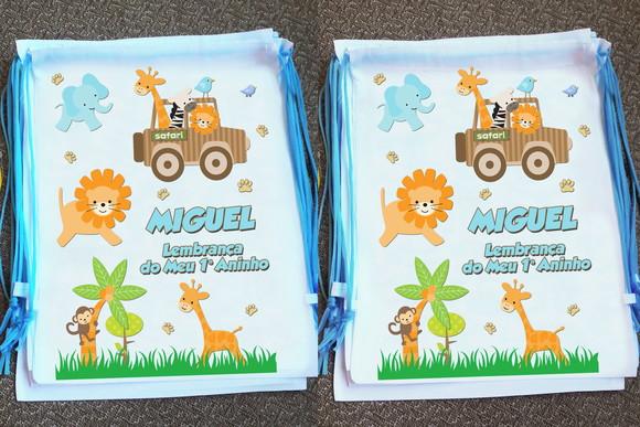 Mochilinha Ecobag Personalizada Safari Floresta
