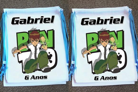 Mochilinha Ecobag Sacochila Personalizada Ben 10