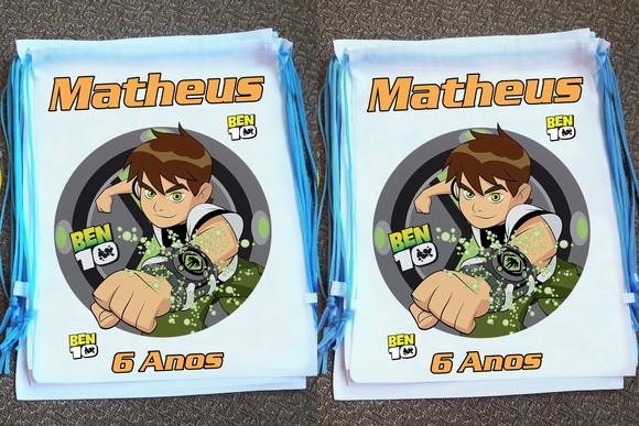 Mochilinha Ecobag Sacochila Personalizada Ben 10