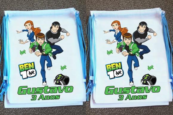 Mochilinha Ecobag Sacochila Personalizada Ben 10