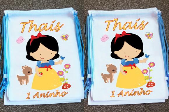 Mochilinha Ecobag Sacochila Personalizada Branca de Neve