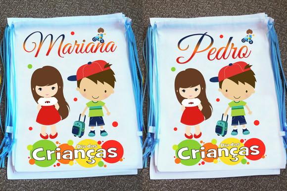 Mochilinha Ecobag Sacochila Personalizada Dia das Crianças