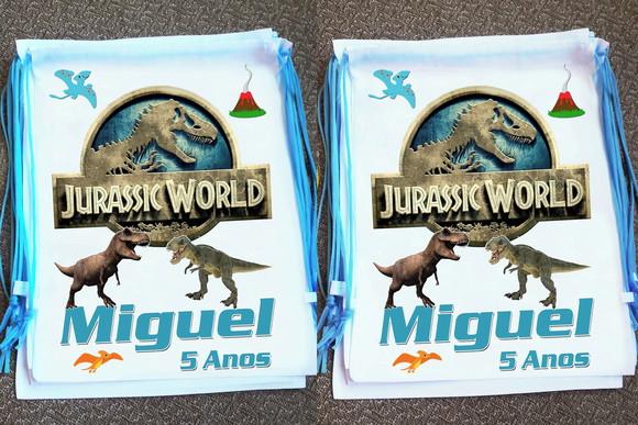 Mochilinha Ecobag Sacochila Personalizada Dinossauro