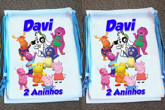 Mochilinha Ecobag Sacochila Personalizada Doki