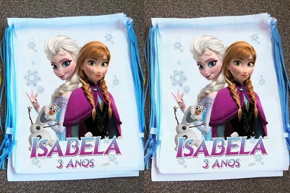 Mochilinha Ecobag Sacochila Personalizada Frozen