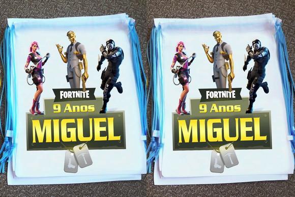 Mochilinha Ecobag Sacochila Personalizada Fortnite