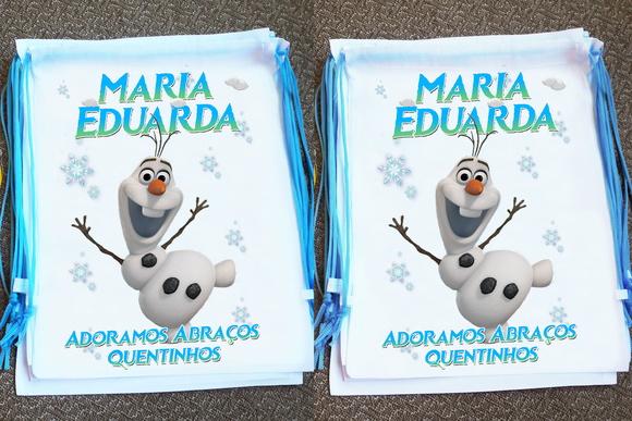 Mochilinha Ecobag Sacochila Personalizada Frozen