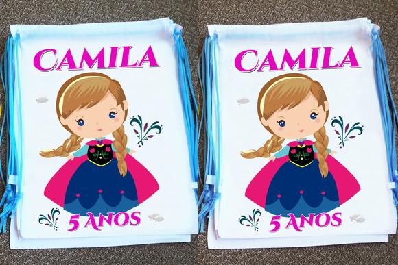 Mochilinha Ecobag Sacochila Personalizada Frozen
