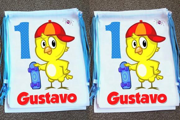 Mochilinha Ecobag Sacochila Personalizada Galinha Pintadinha