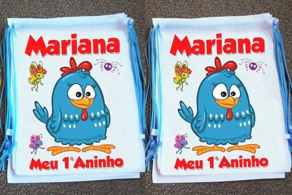 Mochilinha Ecobag Sacochila Personalizada Galinha Pintadinha