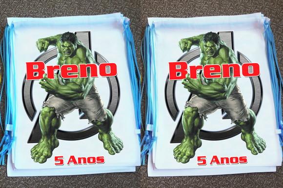 Mochilinha Ecobag Sacochila Personalizada Hulk