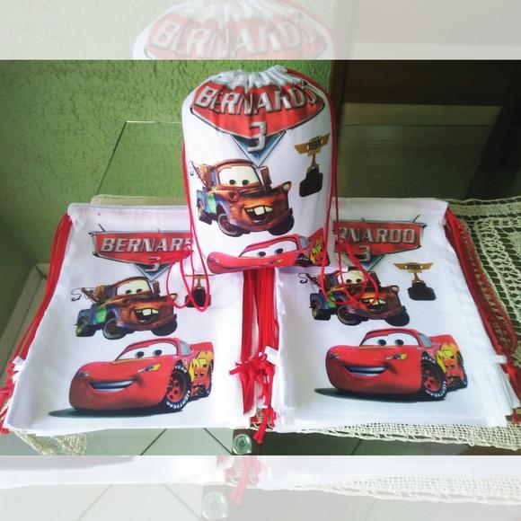 Mochilinha Ecobag Sacochila Personalizada Macqueen Carros