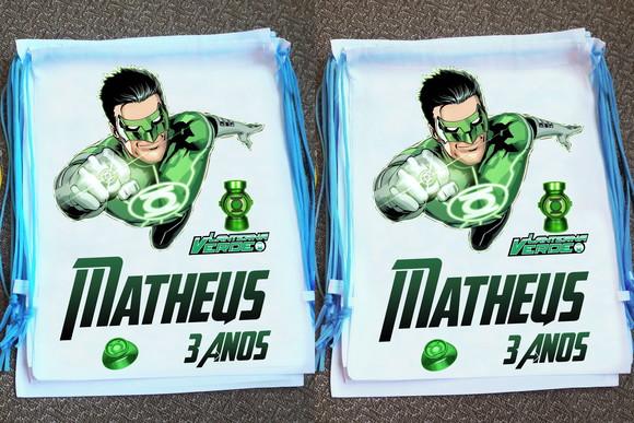 Mochilinha Ecobag Sacochila Personalizada Lanterna Verde