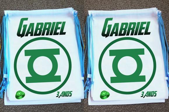 Mochilinha Ecobag Sacochila Personalizada Lanterna Verde