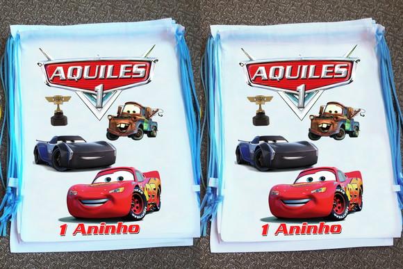 Mochilinha Ecobag Sacochila Personalizada Macqueen Carros