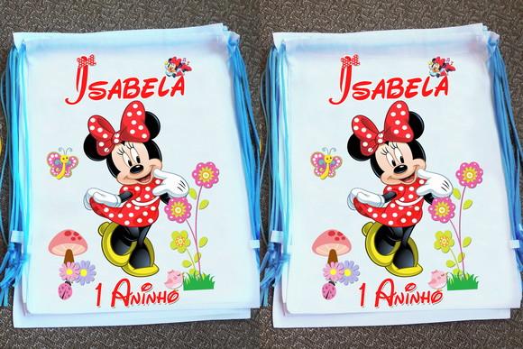 Mochilinha Ecobag Sacochila Personalizada Minnie
