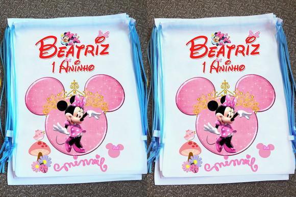 Mochilinha Ecobag Sacochila Personalizada Minnie