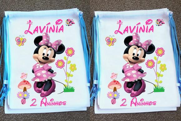 Mochilinha Ecobag Sacochila Personalizada Minnie