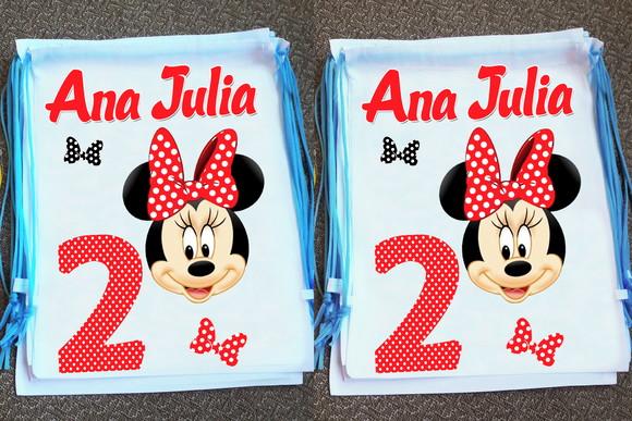 Mochilinha Ecobag Sacochila Personalizada Minnie