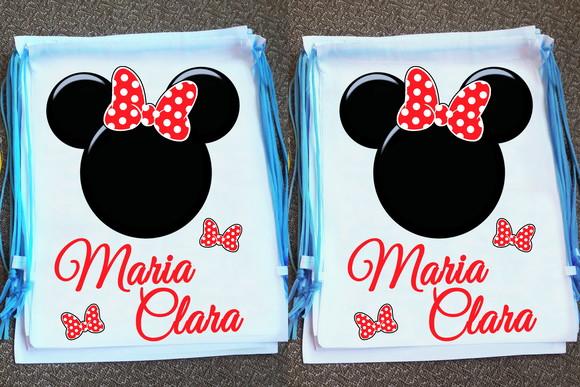 Mochilinha Ecobag Sacochila Personalizada Minnie Velocista