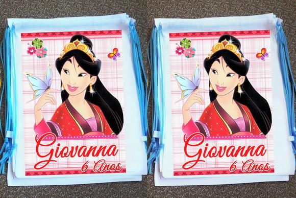 Mochilinha Ecobag Sacochila Personalizada Mulan