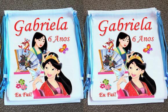 Mochilinha Ecobag Sacochila Personalizada Mulan