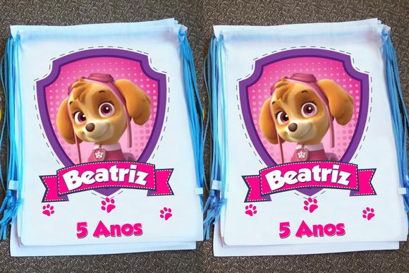 Mochilinha Ecobag Sacochila Personalizada Patrulha Canina