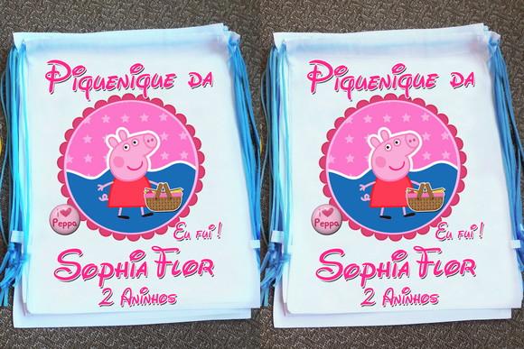 Mochilinha Ecobag Sacochila Personalizada Picnic Piquenique