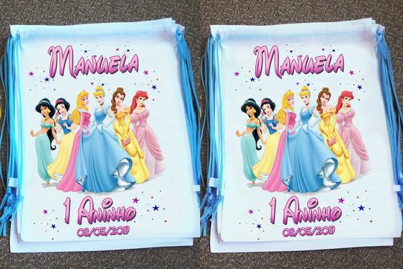 Mochilinha Ecobag Sacochila Personalizada Princesas