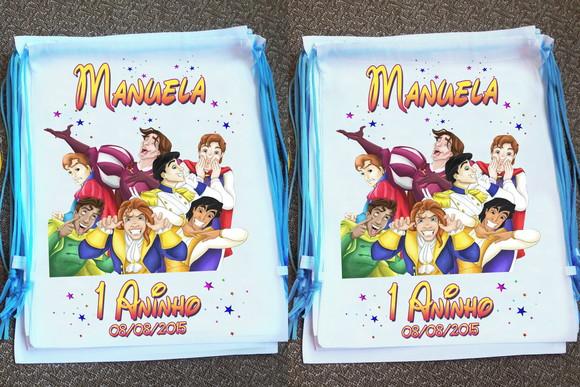 Mochilinha Ecobag Sacochila Personalizada Princesas